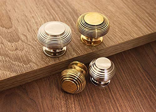 Infinity Decor Aged Brass/Nickel Antique Beehive Cabinet Cupboard Knob 2 Sizes Solid Brass (Nickel, 40mm)