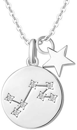 FANCIME Skorpion Sternzeichen Kette aus Solide 925 Sterling Silber mit Weiß Vergoldet Anhänger Halskette Einfach Minimalistisch Geschenk Schmuck für Damen Mädchen - Verstellbar Kettenlänge: 40 + 5 cm