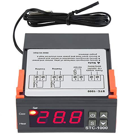 Digitaler Temperaturregler Fahrenheit Thermostat Heizung und Kühlung für Homebrewing Brew Fermenter Kühlschrank Inkubator Gewächshaus 110-220V