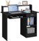Yaheetech Mesa Escritorio con Soporte de Monitor para Oficina Despacho Mesa de Ordenador de Madera Mesa de Estudio con Cajón Estantes Negro 106 x 50 x 75 cm
