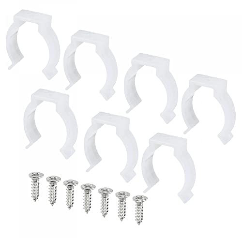 sourcing map T8 U Clips Soporte de Tubo Led Luz, Accesorio Plástico Tubo Abrazaderas con Tornillos para LED Bombillas Techo Lámpara, Blanco Paquete de 10
