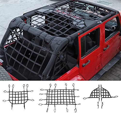 Mesh Dachnetz Rückhalteschutz Gepäcknetz Kofferraumnetz für Jeep Wrangler JK JKU 2007-2018 4 Türer