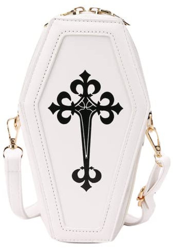 Sarg Tasche Cross Purse Gothic Y2K Neuheit Crossbody Schultertasche Kawaii Dark Academia Lolita Emo Grunge Alt Aesthetic (Weiß), Weiß, Large, Sling Rucksäcke