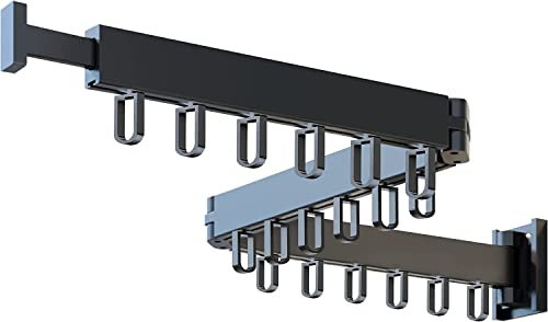 Honeyhouse Einziehbar Wandmontage Wäscheständer, Faltbar Einziehbar Drehbar Kleiderständer mit 18 Haken,Dreifach Faltbarer Wäscheständer mit Handtuchhalter für Balkon, Badezimmer, Schlafzimmer