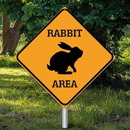 Yelolyio Metallschild mit Aufschrift Rabbit Area, Kaninchen-Dekoration, neuartige Straße, Blechschild, Vorsicht, Gefahr, Tierüberquerung, Straßenschild, Vintage-Wanddekoration für den Innen- und