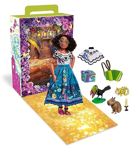 Disney Store Offizielle Mirabel Storybook Kollektion Puppe, Encanto, 27cm, Mit Spieljaguar, Pico & Chispi, 2 Outfits, Accessoires, Malbogen für Aktivitäten und Spiele, für Kinder ab 3 Jahren