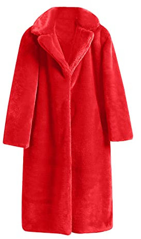 Cappotto lungo in pelliccia sintetica da donna, tinta unita, in finta pelliccia, taglie grandi, giacca invernale con colletto rovesciato, giacca invernale calda, in pelliccia sintetica, giacca a