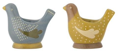Charmante Bloomingville Birdy Eierbecher in Blau – Set aus hochwertiger Steingut-Keramik
