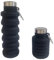 SANDA Bouteille d'eau pliable en silicone sans BPA pour voyage, randonnée, camping, cyclisme, yoga, 500 ml Noir