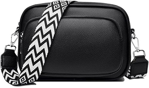 NIYUTA Sacs Bandoulière Femme Sacs portés épaule Bandouliere Cuir Sac a à Main Large Sangle Réglable et Amovible Noir