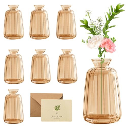 KIMIGO Kleine Vasen für Tischdeko,Klein Glasvase für Tischdeko,Kleine Glasvase Set,Klare Vintage Vasen für Blumen,Knospe Vase Glas Set,Kleine Tischvasen Set,Vintage-Flasche für Tischdekoration