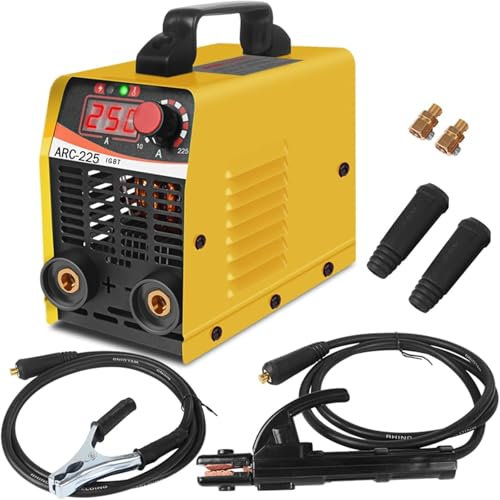 HANDSKIT Soldador Inverter de 225 A con Pantalla LED Grande,ARC Soldador 220V,tecnología IGBT,Hot Start,Inversor IGBT,máquina de soldar portátil- Pinza de tierra y Portaelectrodos