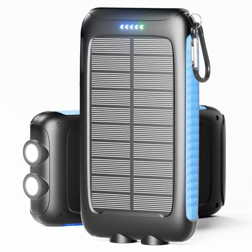 Solar Charger Power Bank 49800mAh - Portable Fast Charging Power Bank with Type-C & Dual USB Ports, Compatible with iPhone, Samsung & More, Waterproof Solar Panel for Camping, Hiking, and Outdoor Use