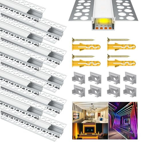 Chesbung LED Trockenbauprofil für 18MM Streifen, 10x1M Aluminum Kanal Trockenbau AluProfil für Decken und Wände, Leiste Schiene Eckprofil mit Weiß Abdeckung, Stripe Diffusor für Philips Hue Strip
