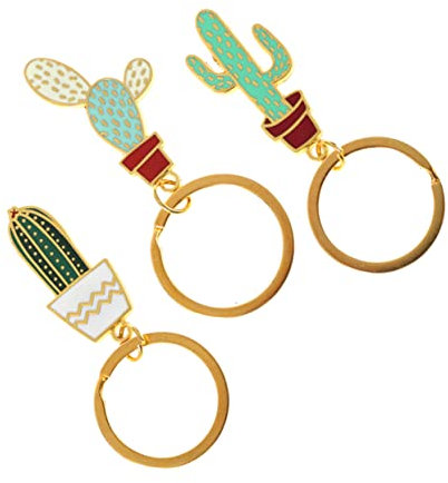 FOMIYES 3pcs Succulent Keychain Cactus Alloy Creative Pendant for Schoolbag Decoration Cute Keyring for Plant Lovers
