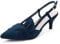 Greatonu Womens Blue Comfy Leather Insole Pointy Toe Hitten Heel Bow Tie Slingback Court Shoes Size 3 UK/36 EU