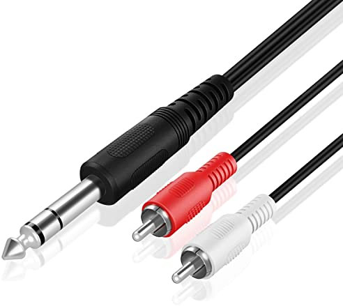 TNP 6,3 mm Klinke auf Cinch Kabel, Cinch-Audiokabel - 5m, Klinkenkabel, Klinkenstecker auf 2 x Cinch-Stecker für Amp, Mixer, Loutsprecher und Stereo System, Dual-RCA Kabel, Y Splitte Adapterkabel
