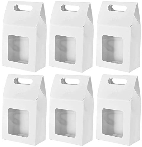 25 Pezzi Sacchetti di Carta Kraft Regalo Con Manici, con Finestra, Borsa Trasparente, per Confezioni di Caramelle, Biscotti, Snack
