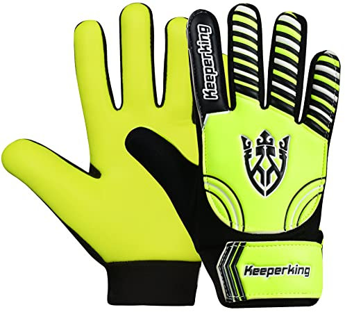 Keeperking Torwarthandschuhe Kinder, Jungen und Mädchen, Junior Fußballhandschuhe Fußball Spielerhandschuhe für Jungen tormannhandschuhe Große 4-7 (Claw 2.0 Gelb, 5)