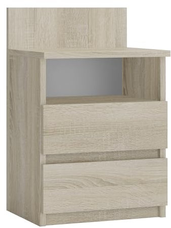CDF Nachttisch M1 Malwa, Nachtschrank | Farbe: Eiche Sonoma | Ideal für Schlafzimmer, Kinderzimmer, Teenager | Einfache Montage | Zwei geräumige Schubladen | Grifflose Schubladen