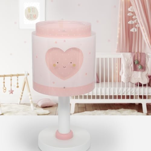 Dalber Kinder Tischlampe Nachttischlampe kinderzimmer Baby Dreams Herz Rosa, 76011S, E14