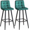 RUVOO Barhocker Barstuhl Barhocker, Küchenthekenstühle, 2er-Set, Samt-Frühstücksbarstühle Mit Metallbeinen, Hohe Hocker Für Die Bar Barstühle Barsessel (Color : Grün, Size : Seat Height 75cm)