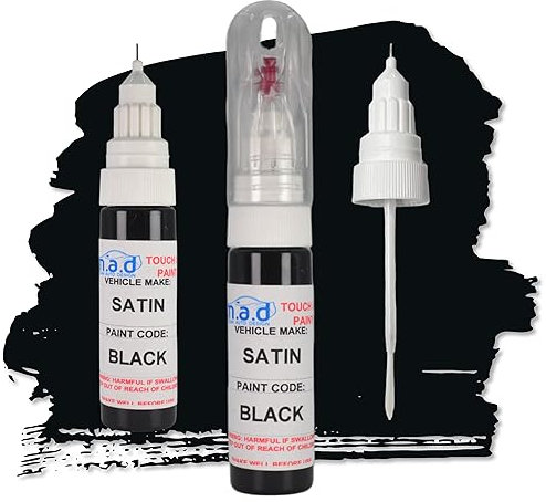 M.A.D SATIN BLACK ALLOY WHEEL TOUCH UP PEN REPAIR KIT PAINT WITH BRUSH CURBING SCRATCH (PAINT ONLY, 20 Milliliters)