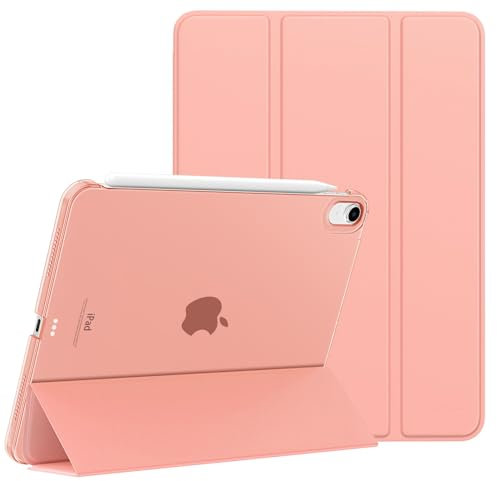 MoKo Funda para iPad Air 11 Pulgadas (M3 2025/M2 2024), iPad Air 5/4 Generación 2022/2020 10,9, Funda Inteligente Ultrafina de PC Rígido Translúcido con Soporte Touch ID, Albaricoque Naranja