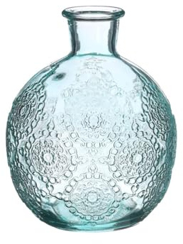 NaDeco Kugelvase Bologna in 12 cm und 17 cm und 6 Farben wählbar | Kugelflasche | Glas Flaschen | kleine Deko Vasen | kleine Deko Flaschen | Tischdeko Vasen, Farbe:Hellblau, Größe:h.12 Ø9.5 cm