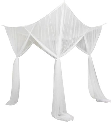 LOVIVER 4 Eckpfosten-Himmelbett-Vorhang, Himmelbett-Vorhänge, Kinderbett-Zelt, Heim-Hängebett-Volant für Damen- und Kinderzimmer, Weiß