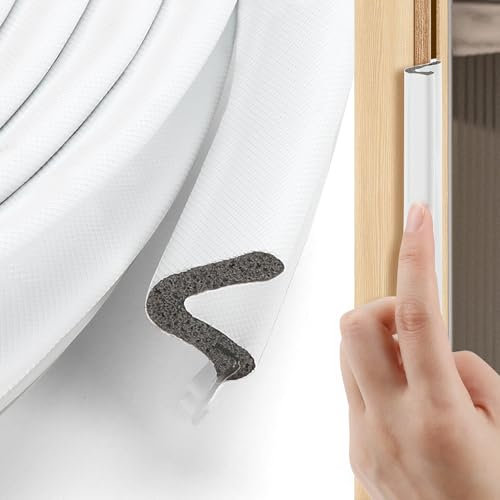 FlyCoco Türdichtung, 12 m, weiß, extra dick, Ersatzteil, schalldichte Türdichtungen für Außentüren, Rahmen, V-förmiger Block, Kaltluftlicht, einfache Installation