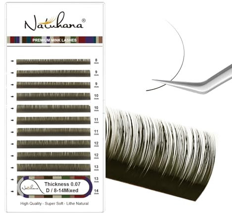 NATUHANA Couleur Extension Cils 0.07mm D Curl 8-14mm Mixte Colorés Individuel Volume Russe Naturel Faux Cils Professionnel Eyelash Extensions (Vert olive;0.07 D, 8-14 mm)