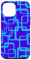 Hülle für iPhone 14 Pro Max Retro MCM Quadratisches Motiv Vintage Muster 3 Blau
