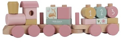 Little Dutch 7354 Train de fer en bois FSC avec formes enfichables – Fairy Garden Rose
