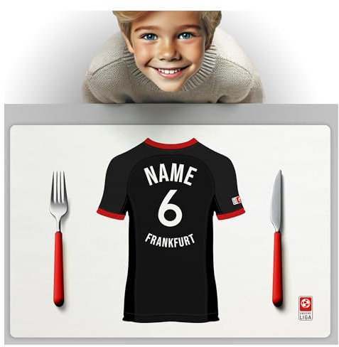 Frankfurt Fanartikel Tischset - PERSONALISIERTES Geschenk, passend für Frankfurt Fans, Geschenk Jungen, Fussball Männergeschenke Frankfurt Trikot Geburtstag Weihnachten Platz-Set TS24DEDE