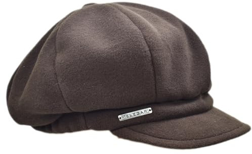 Melegari Schirmmütze | Fleece Mütze für Damen | Merano Baloon Baker Boy Cap | Unisex |, dunkelbraun, 55-59