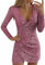 Robe de soirée sexy pour femme avec col en V et épaules dénudées, rose gold, L