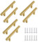 FDRJKN 6 Pcs Gold Cupboard Handles, Gold Handles, Cupboard Handles, Gold Drawer Handles, Handles Brass Cupboard Handles Gold Wardrobe Handles Gold Door Handles Brass Handles (with 12 Screws)