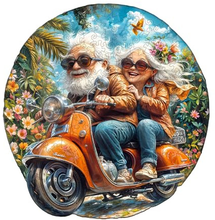 KaayeeWood Holzpuzzle Erwachsene,260 Teile Motorrad Oma Holz Puzzle,Einzigartige Wooden Puzzle Mit Box Aus Holz Geburtstagsgeschenk für Erwachsene und Kinder
