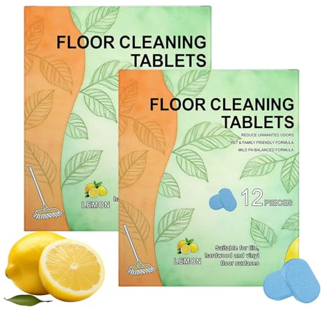 24 Tabletas Detergentes Para Pisos Duros, Limpieza Profunda Sin Rayas, Aroma A Limón, Compatibles Con Aspiradora Y Fregona Y Con Detergente Robot Friegasuelos