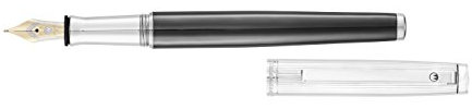 Waldmann Füllhalter Tuscany, Linien-Design, schwarz, Sterling Silber, 18Kt Goldfeder bicolor: breit (B)