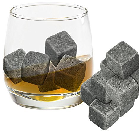 Grenhaven 9pcs Whisky Pierres Ice Cubes Glaçons stéatite Glacons en Pierre avec Sac de Cordon refroidisseurs de Boissons Bière Rocks glacon Whisky Granite Pouch (9s Set Pierres de Whisky)