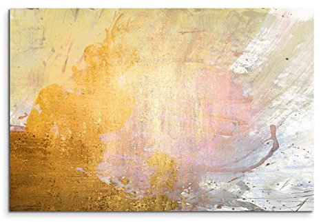 Paul Sinus Art 120x80cm Leinwandbild Leinwanddruck Kunstdruck Wandbild gelb beige grau weiß gemalt