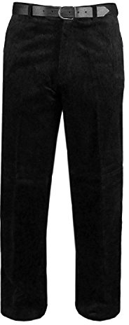 Stylo Online Mens Cord Trousers Corduroy Cotton Formal Casual Business Office Work Home Belted Smart Classic Straight Leg Flat Front Pants, Brown, 29 inches