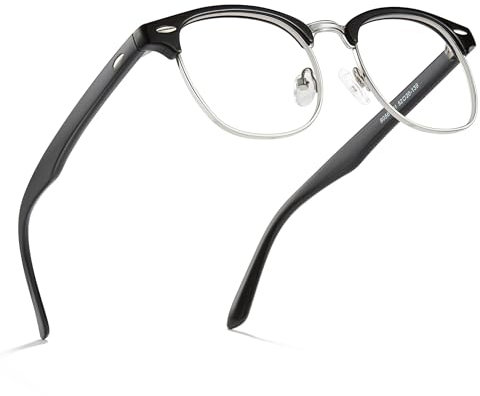 Cyxus Blaulichtfilter Brille Herren Damen Ohne Stärke Halbrandbrille Computer Schutzbrille Bildschirmbrille Gaming Brille(Browline/Schwarz)