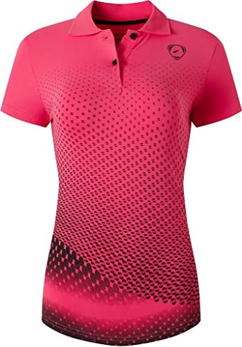 jeansian Women's Sports Breathable Short Sleeve Polo T-Shirts Tee SWT251 Rosered M