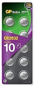 CR2032 - Set da 10 | GP Extra | Batterie al Litio a Bottone CR 2032 da 3V - Lunga Durata