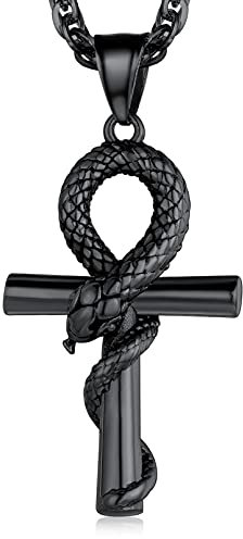 FaithHeart schwarz Ankh Kreuz Anhänger für herren Jungen Vintag ägyptische Amulett mit Geschenkebox für Herren ;Männer