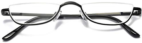 VEVESMUNDO Lesebrille Metall Halbrandbrille Klassische Schmal Federscharnier Arbeitsplatzbrille Lesehilfe Sehhilfe mit sehstärke für Damen und Herren (1 Stück Schwarz, 3.0)