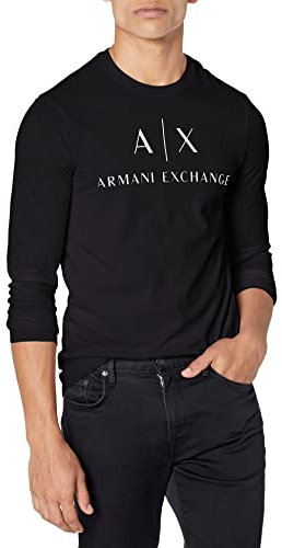 Armani Exchange Men's A|x Long Sleeve Logo Crew Neck T-Shirt, Navy, XL